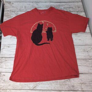 Vintage 1985 Liberty Graphics Red Cat Kitten Double Sided Single Stitch T Shirt